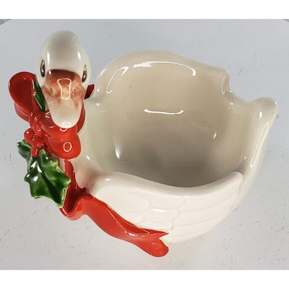 Fitz and Floyd Swan Tea Light Planter Candle Holder 1982 Hand Painted Porcelain - Picture 10 of 10